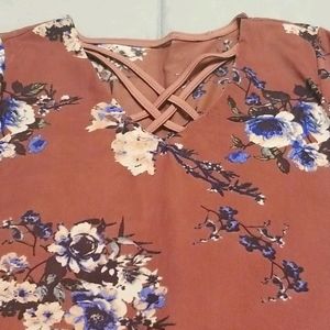 Purple/red floral blouse